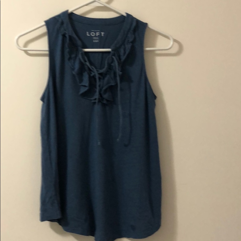 Loft lace up ruffle shirt